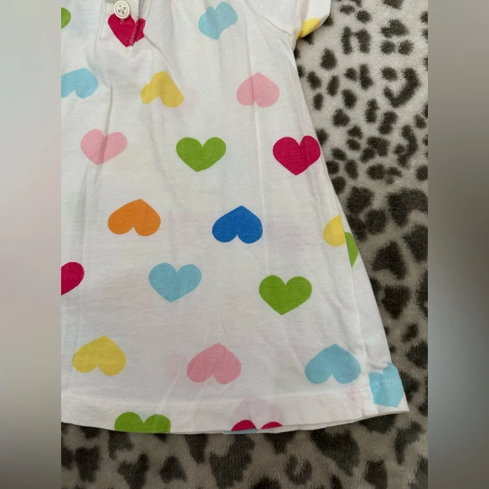 Carter’s Heart Print Short Sleeve Top in White Size 3T Toddler Girls